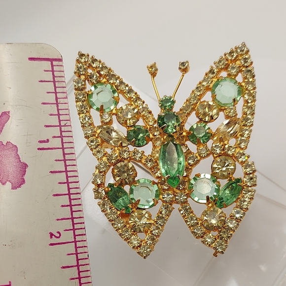 ALICE CAVINESS Green URANIUM GLASS Butterfly Vintage Glower Brooch Pin EVC - Picture 9 of 15